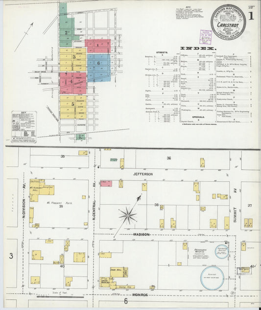 Sanborn Fire Insurance Map from Carlstadt, Bergen County, New Jersey (1902), Sheet #0001 - Historic Sanborn Fire Insurance Map Print, vintage old map wall art, antique decor, genealogy gift, New Jersey New Jersey map