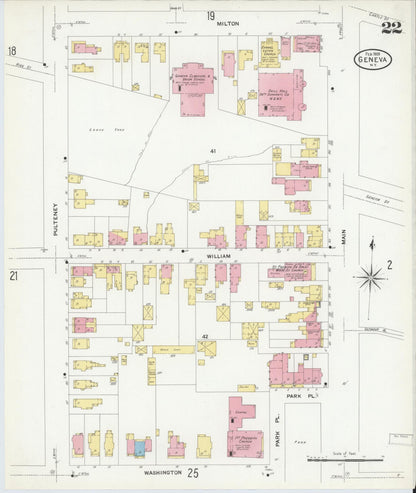Sanborn Fire Insurance Map from Geneva, Ontario County, New York (1909), Sheet #0022 - Historic Sanborn Fire Insurance Map Print, vintage old map wall art, antique decor, genealogy gift, New York New York map