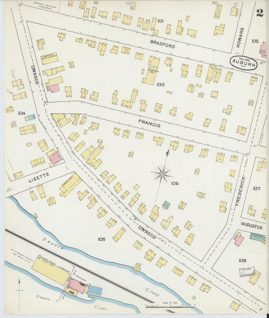 Sanborn Fire Insurance Map from Auburn, Cayuga County, New York (1892), Sheet #0002 - Historic Sanborn Fire Insurance Map Print, vintage old map wall art, antique decor, genealogy gift, New York New York map