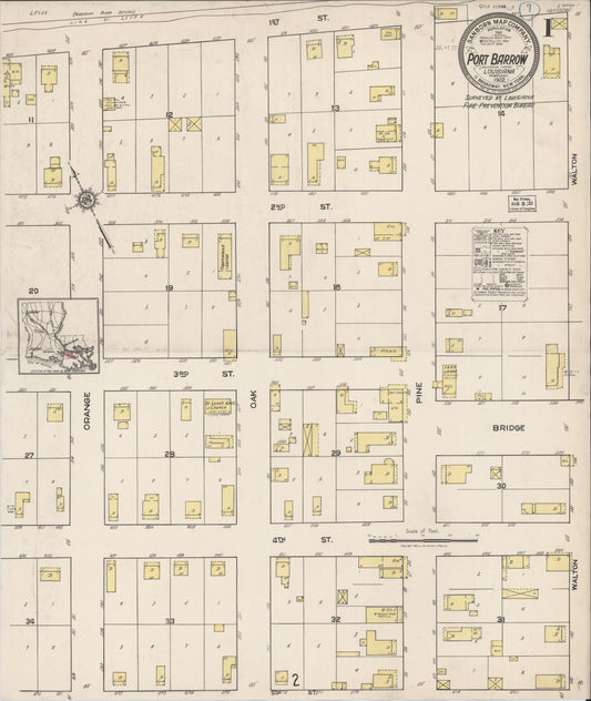 Sanborn Fire Insurance Map from Port Barrow, Ascension Parish, Louisiana. (1922) – Historic Sanborn Fire Insurance Map Print