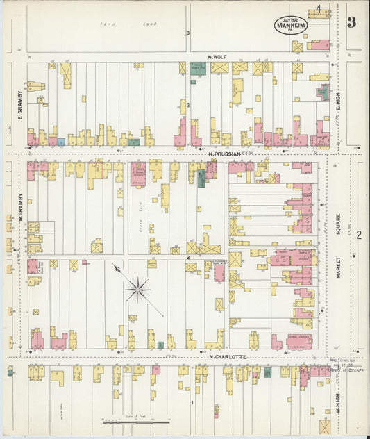 Sanborn Fire Insurance Map from Manheim, Lancaster County, Pennsylvania (1902), Sheet #0003 - Historic Sanborn Fire Insurance Map Print, vintage old map wall art, antique decor, genealogy gift, Pennsylvania Pennsylvania map