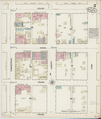 Sanborn Fire Insurance Map from Salem, Marion County, Oregon (1884), Sheet #0002 - Complete Map Set gallery image, historic Sanborn map, vintage wall art, Oregon Oregon