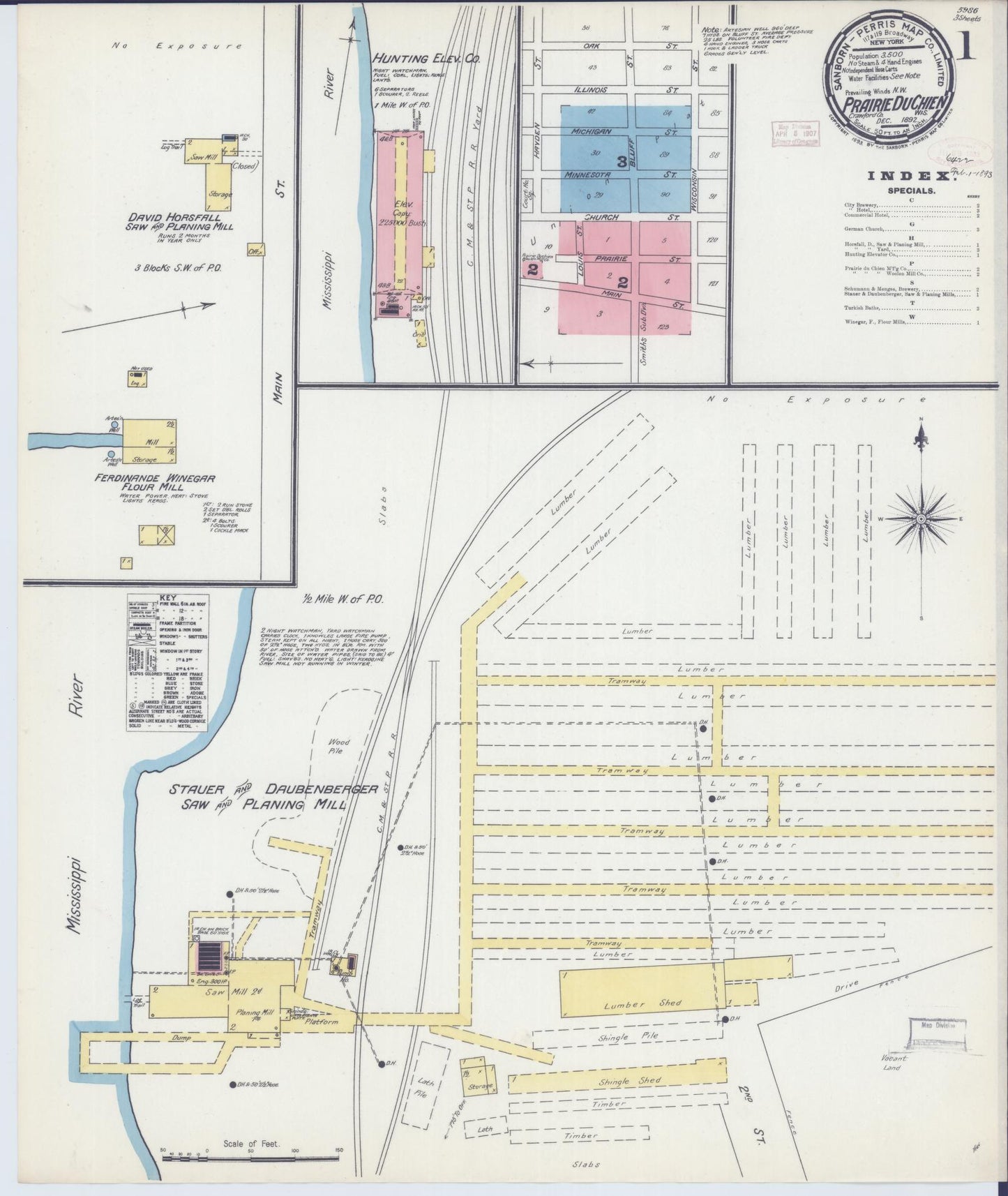 Sanborn Fire Insurance Map from Prairie du Chien, Crawford County, Wisconsin (1892), Sheet #0001 - Complete Map Set gallery image, historic Sanborn map, vintage wall art, Wisconsin Wisconsin