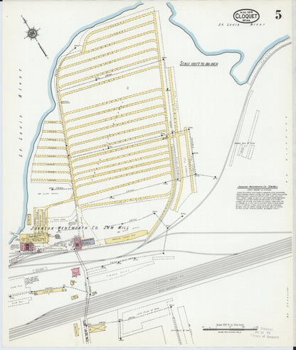 Sanborn Fire Insurance Map from Cloquet, Carlton County, Minnesota (1919), Sheet #0005 - Complete Map Set gallery image, historic Sanborn map, vintage wall art, Minnesota Minnesota