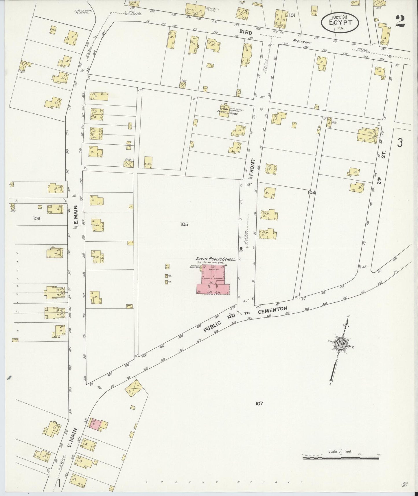 Sanborn Fire Insurance Map from Egypt, Lehigh County, Pennsylvania (1911), Sheet #0002 - Historic Sanborn Fire Insurance Map Print, vintage old map wall art, antique decor, genealogy gift, Pennsylvania Pennsylvania map