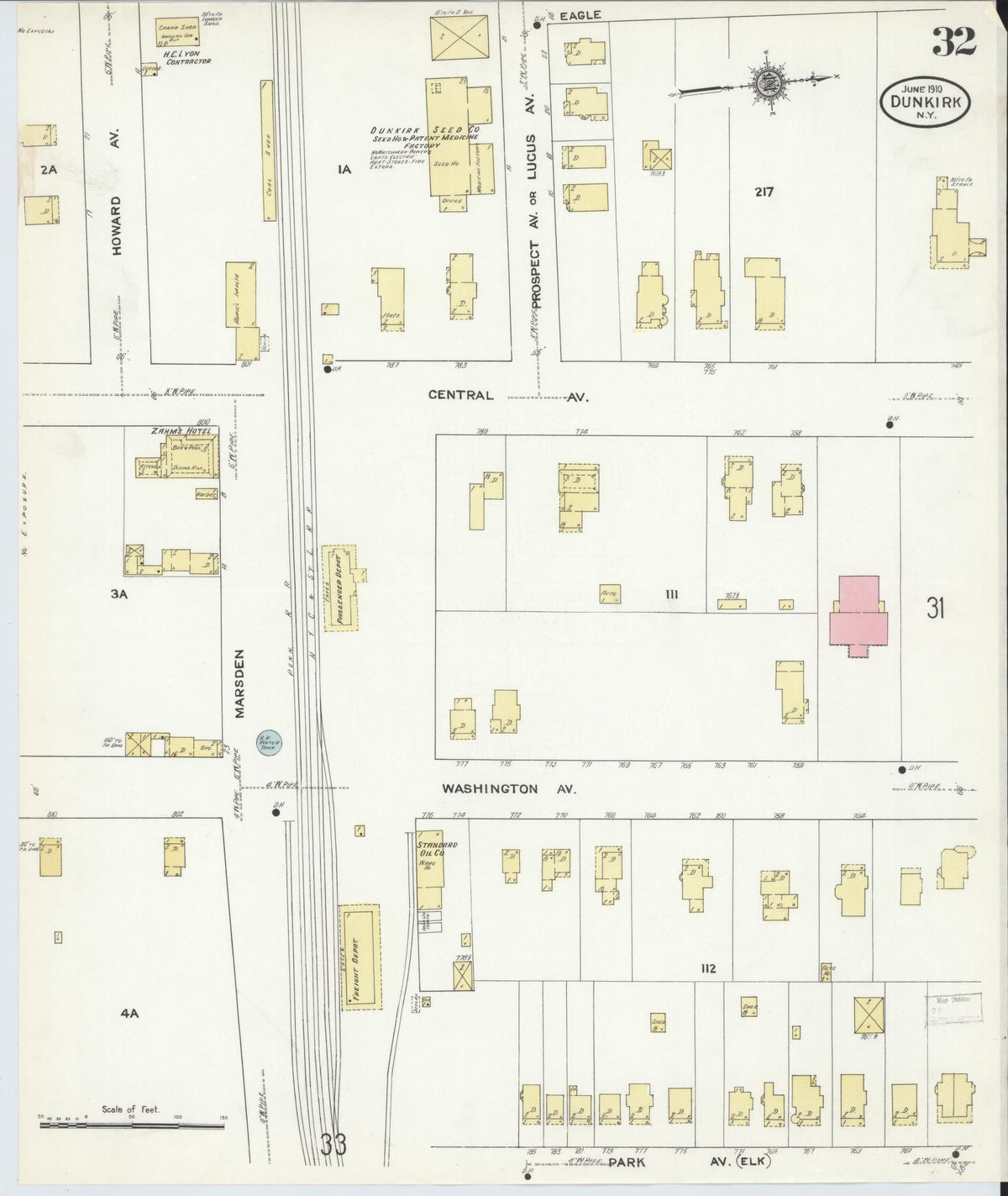 Sanborn Fire Insurance Map from Dunkirk, Chautauqua County, New York (1910), Sheet #0032 - Complete Map Set gallery image, historic Sanborn map, vintage wall art, New York New York