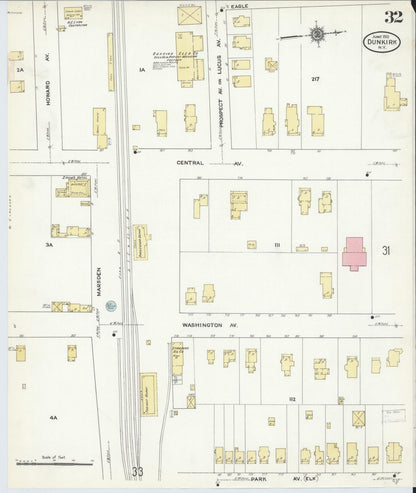 Sanborn Fire Insurance Map from Dunkirk, Chautauqua County, New York (1910), Sheet #0032 - Complete Map Set gallery image, historic Sanborn map, vintage wall art, New York New York