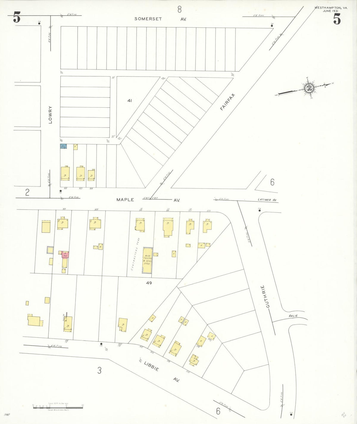 Sanborn Fire Insurance Map from Westhampton, Henrico County, Virginia (1931), Sheet #0005 - Complete Map Set gallery image, historic Sanborn map, vintage wall art, Virginia Virginia