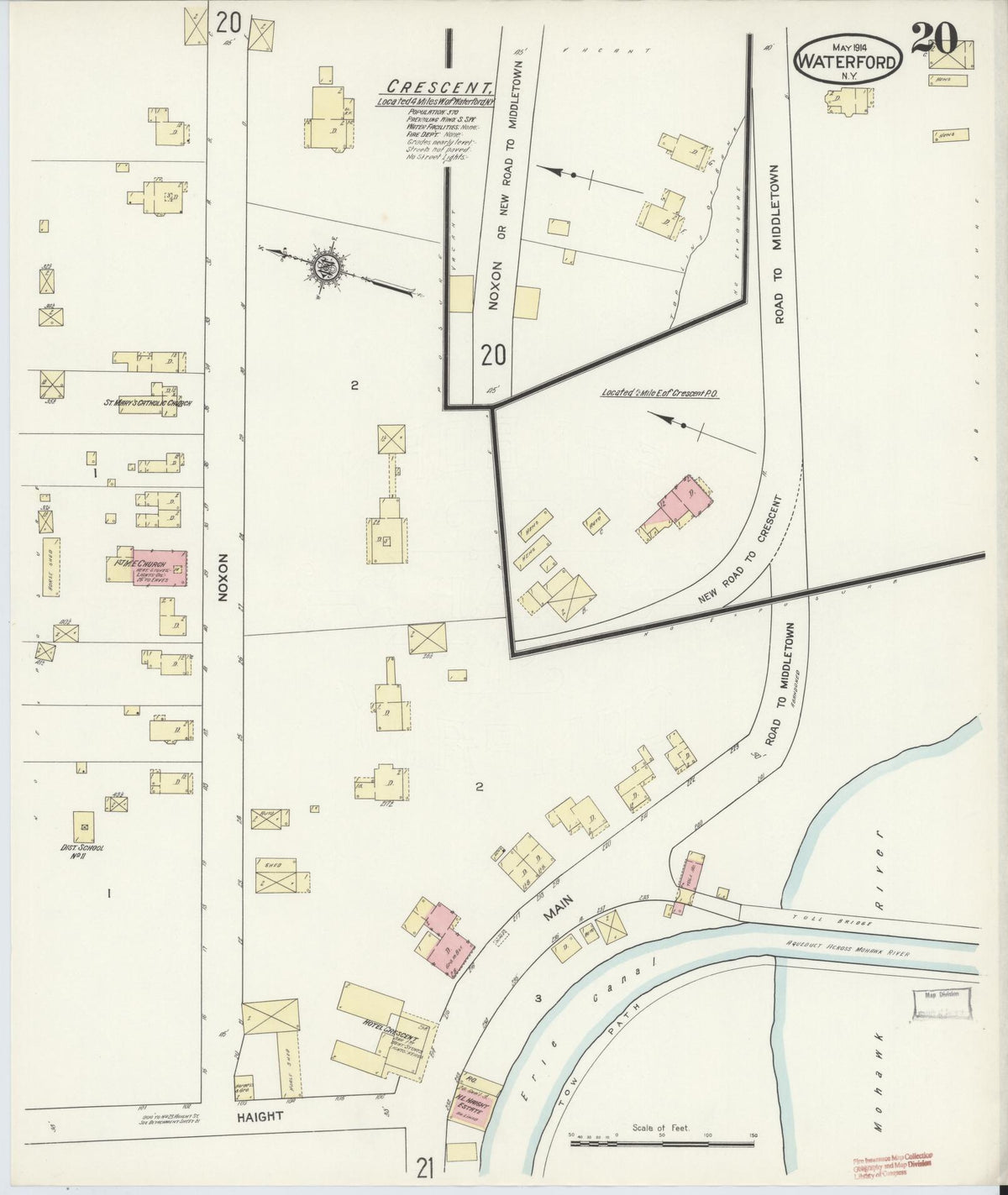 Sanborn Fire Insurance Map from Waterford, Saratoga County, New York (1914), Sheet #0020 - Complete Map Set gallery image, historic Sanborn map, vintage wall art, New York New York