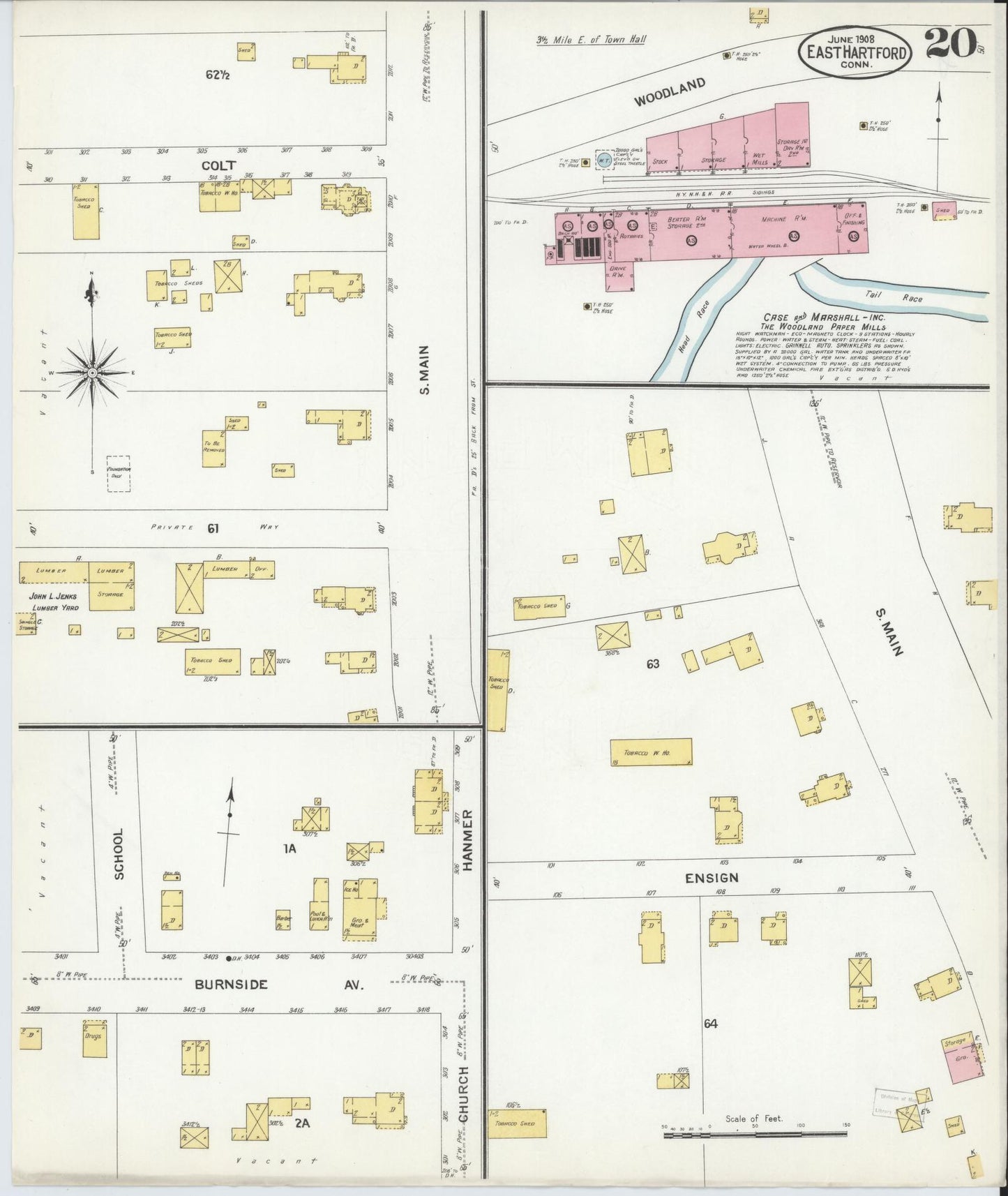 Sanborn Fire Insurance Map from East Hartford, Hartford County, Connecticut (1908), Sheet #0020 - Complete Map Set gallery image, historic Sanborn map, vintage wall art, Connecticut Connecticut