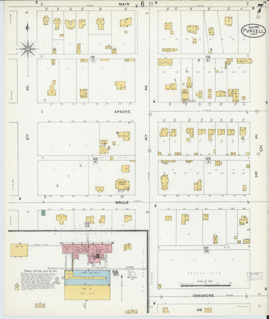 Sanborn Fire Insurance Map from Purcell, McClain County, Oklahoma (1904), Sheet #0007 - Historic Sanborn Fire Insurance Map Print, vintage old map wall art, antique decor, genealogy gift, Oklahoma Oklahoma map