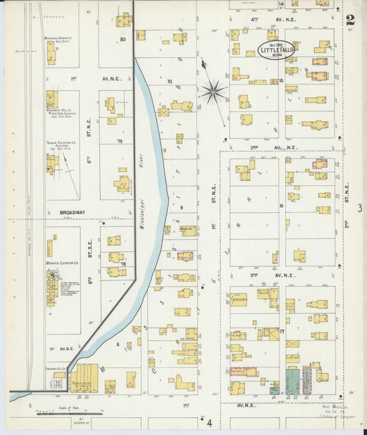 Sanborn Fire Insurance Map from Little Falls, Morrison County, Minnesota (1902), Sheet #0002 - Historic Sanborn Fire Insurance Map Print, vintage old map wall art, antique decor, genealogy gift, Minnesota Minnesota map