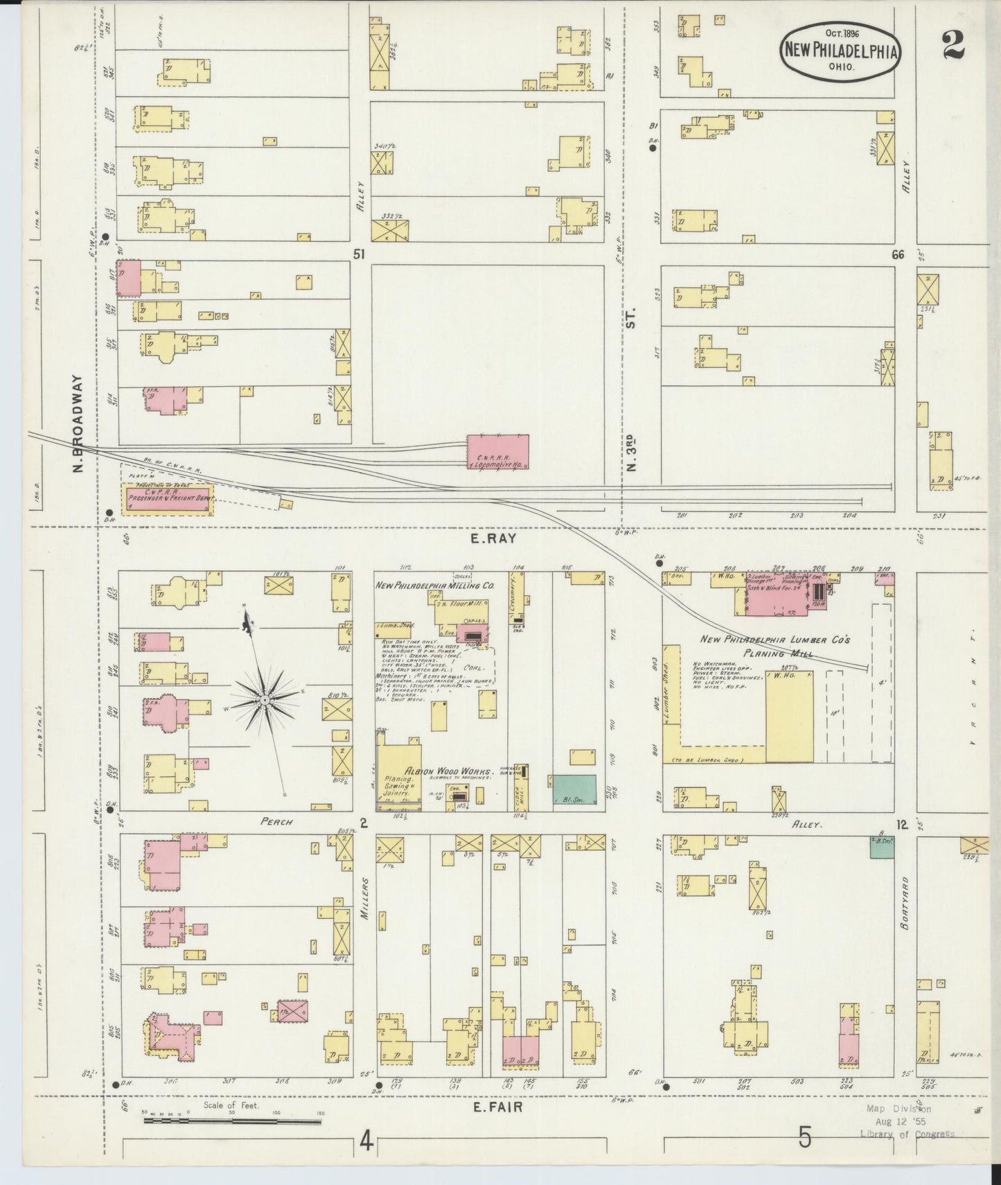 Sanborn Fire Insurance Map from New Philadelphia, Tuscarawas County, Ohio (1896), Sheet #0002 - Complete Map Set gallery image, historic Sanborn map, vintage wall art, Ohio Ohio