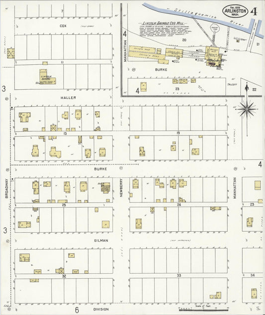 Sanborn Fire Insurance Map from Arlington, Snohomish County, Washington (1909), Sheet #0004 - Historic Sanborn Fire Insurance Map Print, vintage old map wall art, antique decor, genealogy gift, Washington Washington map