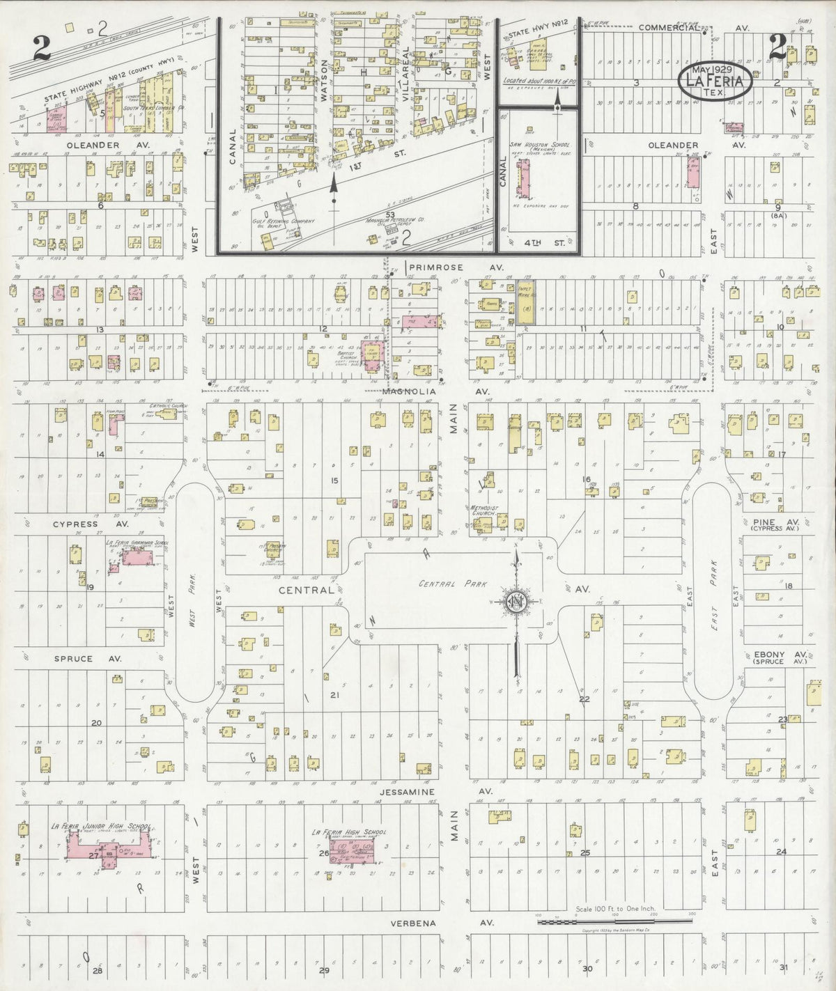 Sanborn Fire Insurance Map from La Feria, Cameron County, Texas (1929), Sheet #0002 - Complete Map Set gallery image, historic Sanborn map, vintage wall art, Texas Texas