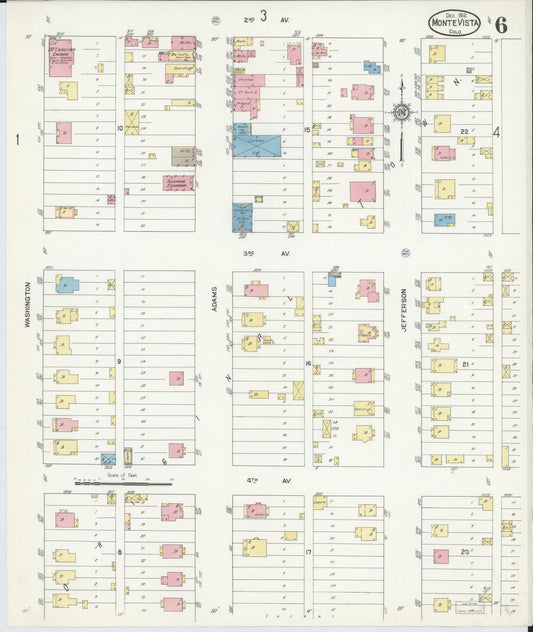 Sanborn Fire Insurance Map from Monte Vista, Rio Grande County, Colorado (1912), Sheet #0006 - Historic Sanborn Fire Insurance Map Print, vintage old map wall art, antique decor, genealogy gift, Colorado Colorado map