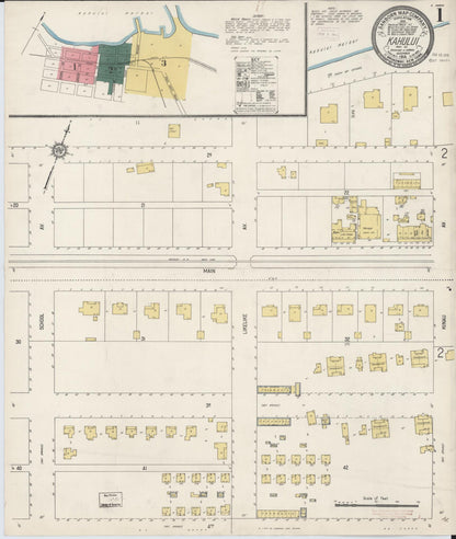 Sanborn Fire Insurance Map from Kahului, Maui County, Hawaii (1914), Sheet #0001 - Historic Sanborn Fire Insurance Map Print, vintage old map wall art, antique decor, genealogy gift, Hawaii Hawaii map