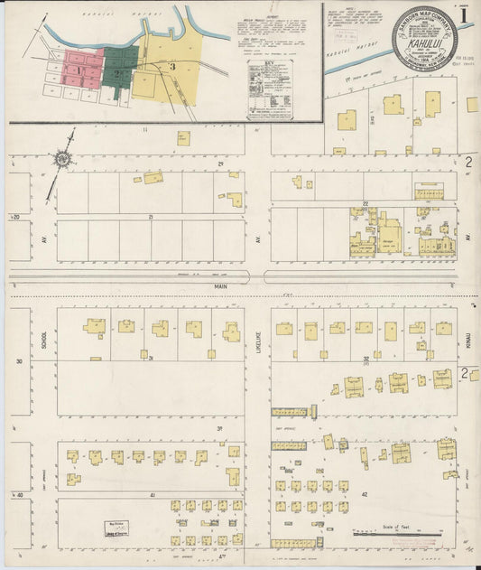 Sanborn Fire Insurance Map from Kahului, Maui County, Hawaii (1914), Sheet #0001 - Historic Sanborn Fire Insurance Map Print, vintage old map wall art, antique decor, genealogy gift, Hawaii Hawaii map
