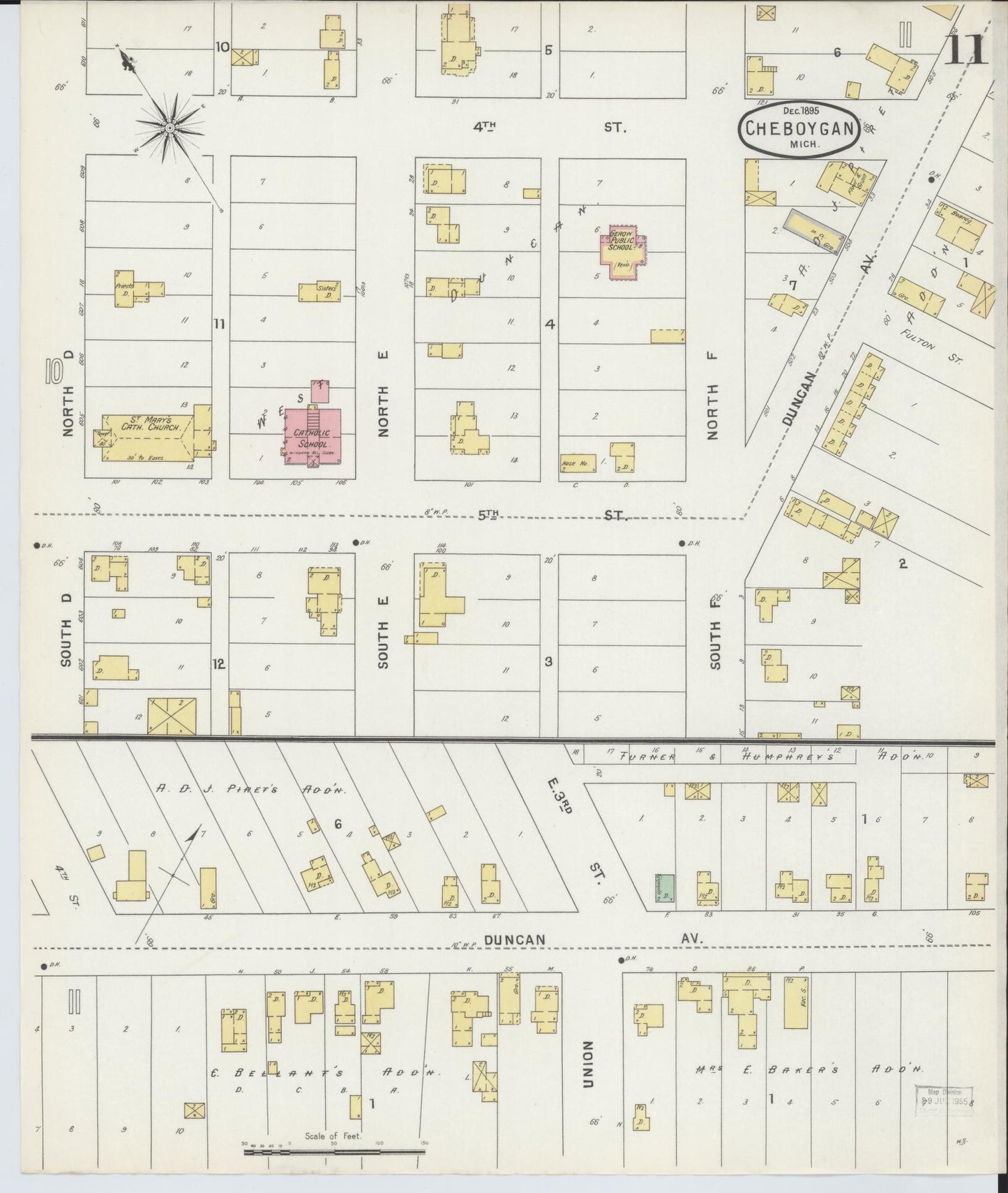 Sanborn Fire Insurance Map from Cheboygan, Cheboygan County, Michigan (1895), Sheet #0011 - Complete Map Set gallery image, historic Sanborn map, vintage wall art, Michigan Michigan
