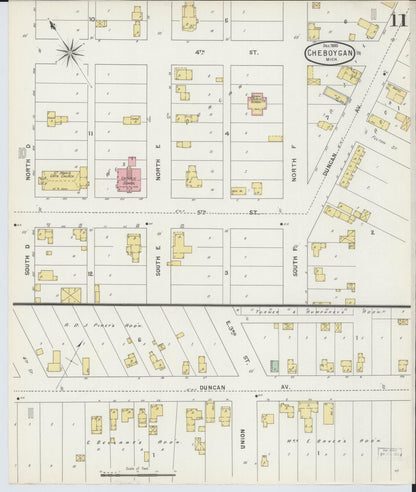 Sanborn Fire Insurance Map from Cheboygan, Cheboygan County, Michigan (1895), Sheet #0011 - Complete Map Set gallery image, historic Sanborn map, vintage wall art, Michigan Michigan