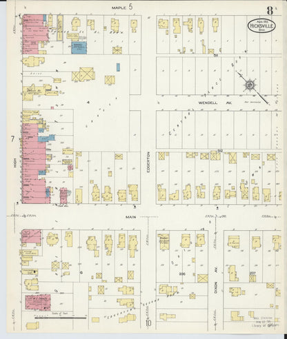 Sanborn Fire Insurance Map from Hicksville, Defiance County, Ohio (1913), Sheet #0008 - Historic Sanborn Fire Insurance Map Print, vintage old map wall art, antique decor, genealogy gift, Ohio Ohio map