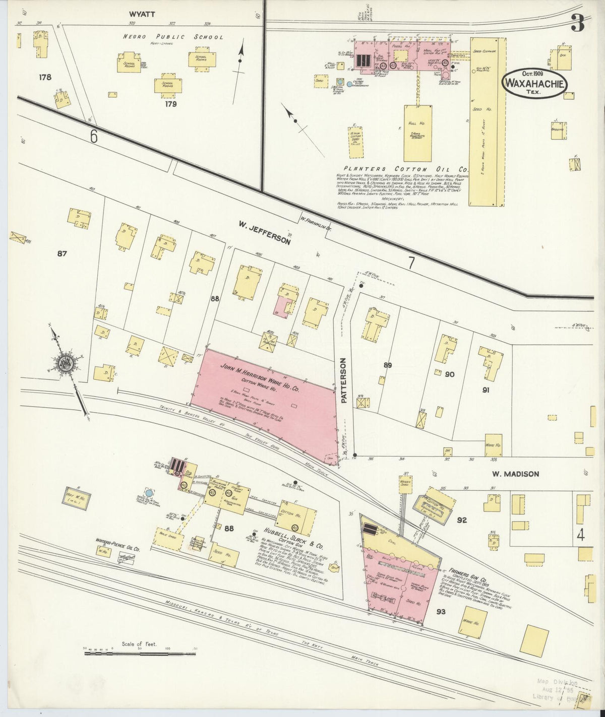 Sanborn Fire Insurance Map from Waxahachie, Ellis County, Texas (1909), Sheet #0003 - Historic Sanborn Fire Insurance Map Print, vintage old map wall art, antique decor, genealogy gift, Texas Texas map
