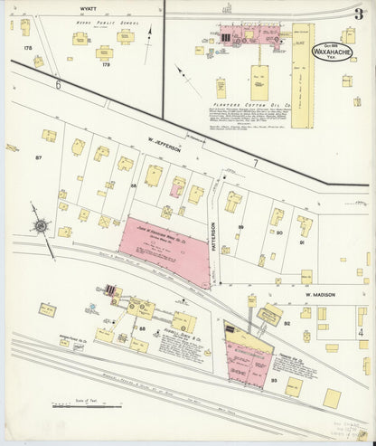 Sanborn Fire Insurance Map from Waxahachie, Ellis County, Texas (1909), Sheet #0003 - Historic Sanborn Fire Insurance Map Print, vintage old map wall art, antique decor, genealogy gift, Texas Texas map