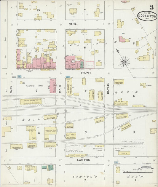 Sanborn Fire Insurance Map from Edgerton, Rock County, Wisconsin (1891), Sheet #0003 - Historic Sanborn Fire Insurance Map Print, vintage old map wall art, antique decor, genealogy gift, Wisconsin Wisconsin map