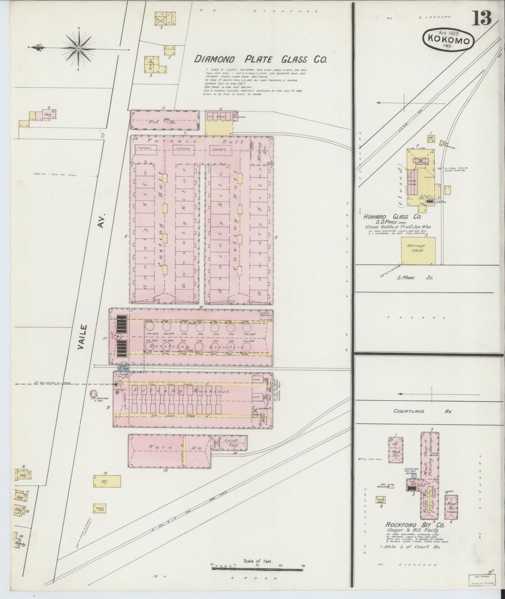 Sanborn Fire Insurance Map from Kokomo, Howard County, Indiana (1889), Sheet #0013 - Complete Map Set gallery image, historic Sanborn map, vintage wall art, Indiana Indiana