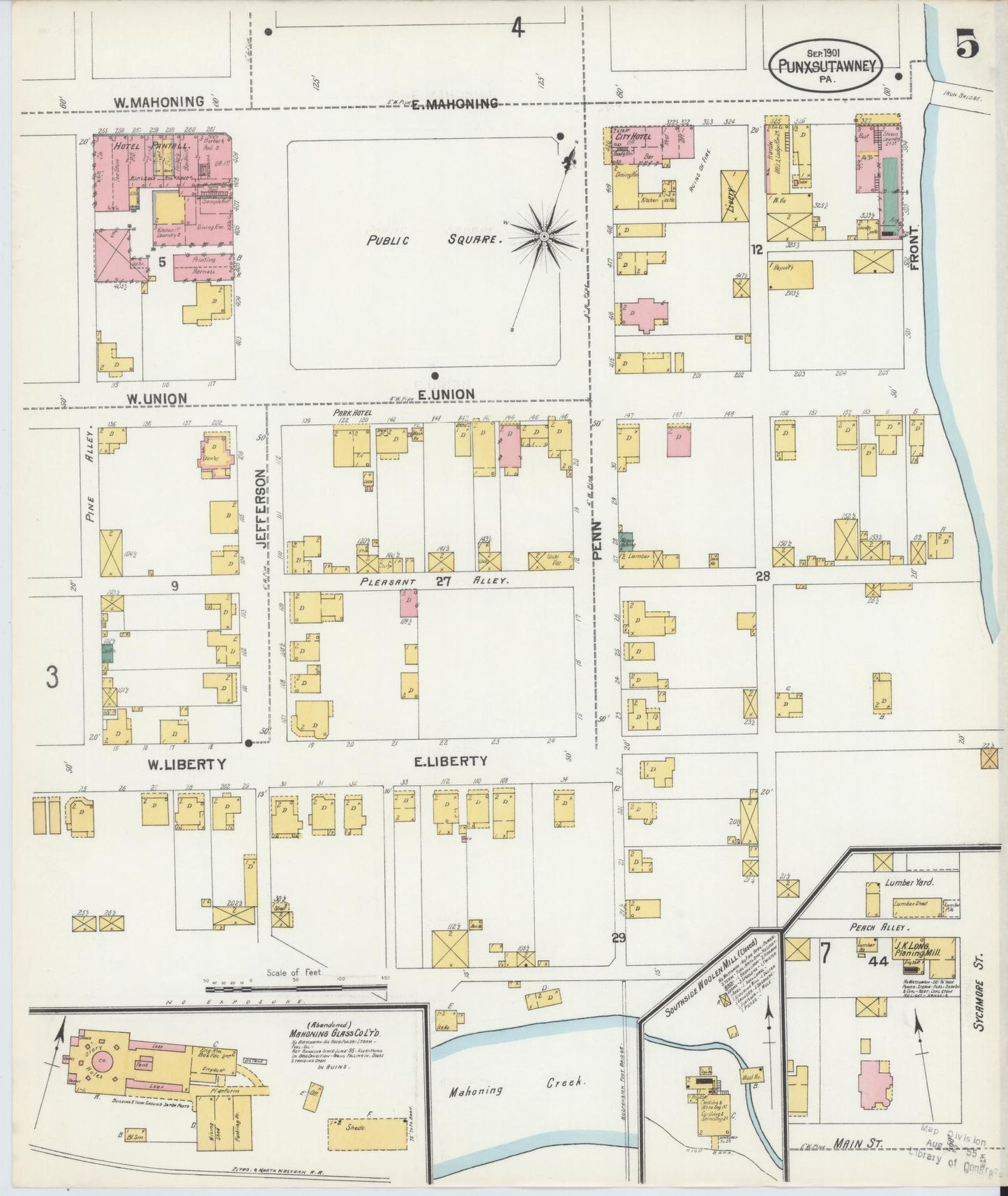 Sanborn Fire Insurance Map from Punxsutawney, Jefferson County, Pennsylvania (1901), Sheet #0005 - Complete Map Set gallery image, historic Sanborn map, vintage wall art, Pennsylvania Pennsylvania