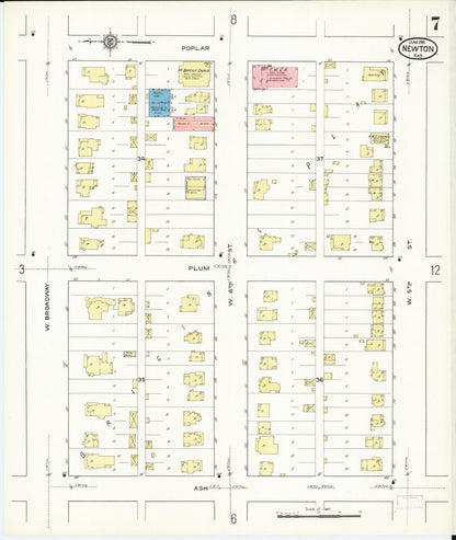 Sanborn Fire Insurance Map from Newton, Harvey County, Kansas (1915), Sheet #0007 - Complete Map Set gallery image, historic Sanborn map, vintage wall art, Kansas Kansas