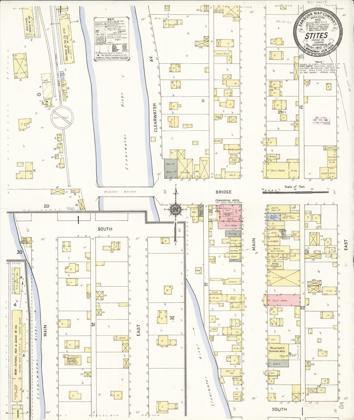 Sanborn Fire Insurance Map from Stites, Idaho County, Idaho (1910), Sheet #0001 - Historic Sanborn Fire Insurance Map Print, vintage old map wall art, antique decor, genealogy gift, Stites Idaho map