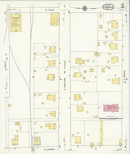 Sanborn Fire Insurance Map from Camilla, Mitchell County, Georgia (1921), Sheet #0003 - Complete Map Set gallery image, historic Sanborn map, vintage wall art, Georgia Georgia