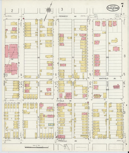 Sanborn Fire Insurance Map from Duquesne, Allegheny County, Pennsylvania (1917), Sheet #0007 - Historic Sanborn Fire Insurance Map Print, vintage old map wall art, antique decor, genealogy gift, Pennsylvania Pennsylvania map
