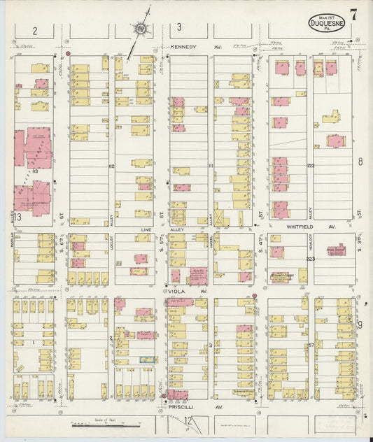 Sanborn Fire Insurance Map from Duquesne, Allegheny County, Pennsylvania (1917), Sheet #0007 - Historic Sanborn Fire Insurance Map Print, vintage old map wall art, antique decor, genealogy gift, Pennsylvania Pennsylvania map