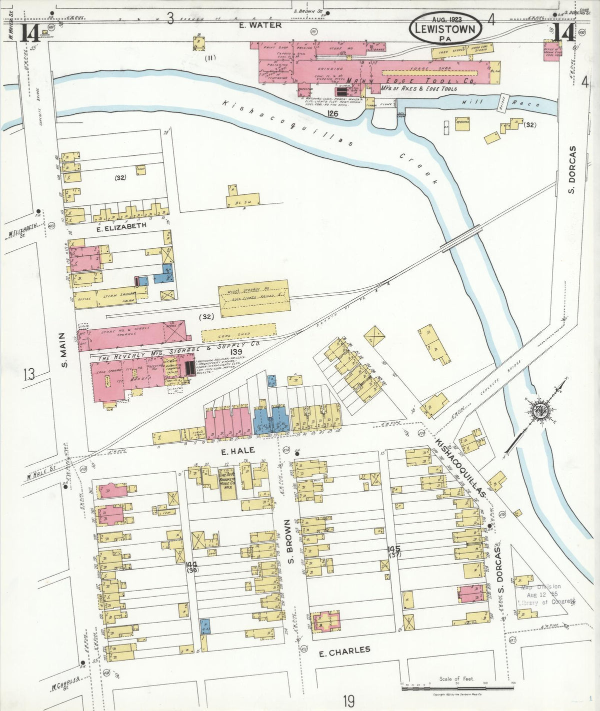 Sanborn Fire Insurance Map from Lewistown, Mifflin County, Pennsylvania (1923), Sheet #0014 - Complete Map Set gallery image, historic Sanborn map, vintage wall art, Pennsylvania Pennsylvania