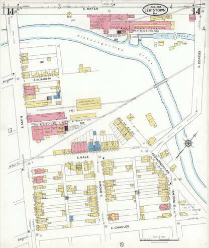 Sanborn Fire Insurance Map from Lewistown, Mifflin County, Pennsylvania (1923), Sheet #0014 - Complete Map Set gallery image, historic Sanborn map, vintage wall art, Pennsylvania Pennsylvania