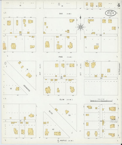 Sanborn Fire Insurance Map from Enid, Garfield County, Oklahoma (1901), Sheet #0004 - Complete Map Set gallery image, historic Sanborn map, vintage wall art, Oklahoma Oklahoma