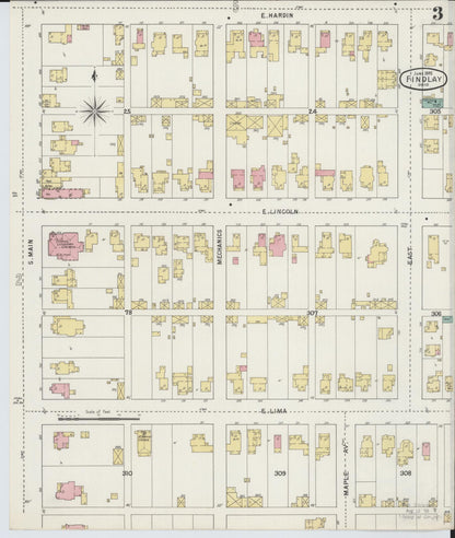 Sanborn Fire Insurance Map from Findlay, Hancock County, Ohio (1895), Sheet #0003 - Complete Map Set gallery image, historic Sanborn map, vintage wall art, Ohio Ohio