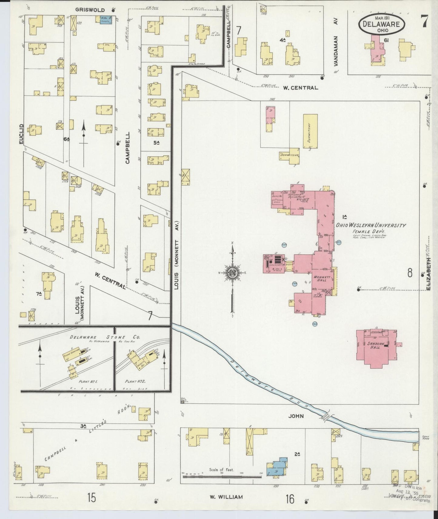 Sanborn Fire Insurance Map from Delaware, Delaware County, Ohio (1911), Sheet #0007 - Complete Map Set gallery image, historic Sanborn map, vintage wall art, Sanborn Fire Insurance Map from Delaware Delaware