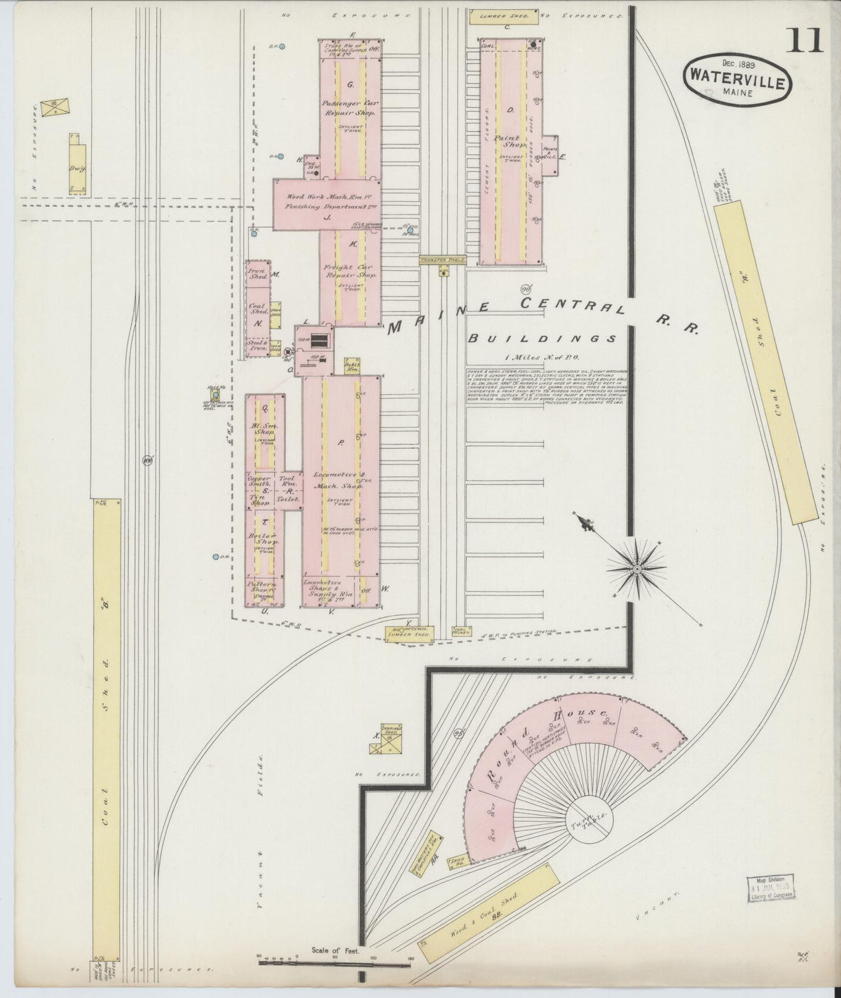 Sanborn Fire Insurance Map from Waterville, Kennebec County, Maine (1889), Sheet #0011 - Historic Sanborn Fire Insurance Map Print, vintage old map wall art, antique decor, genealogy gift, Maine Maine map