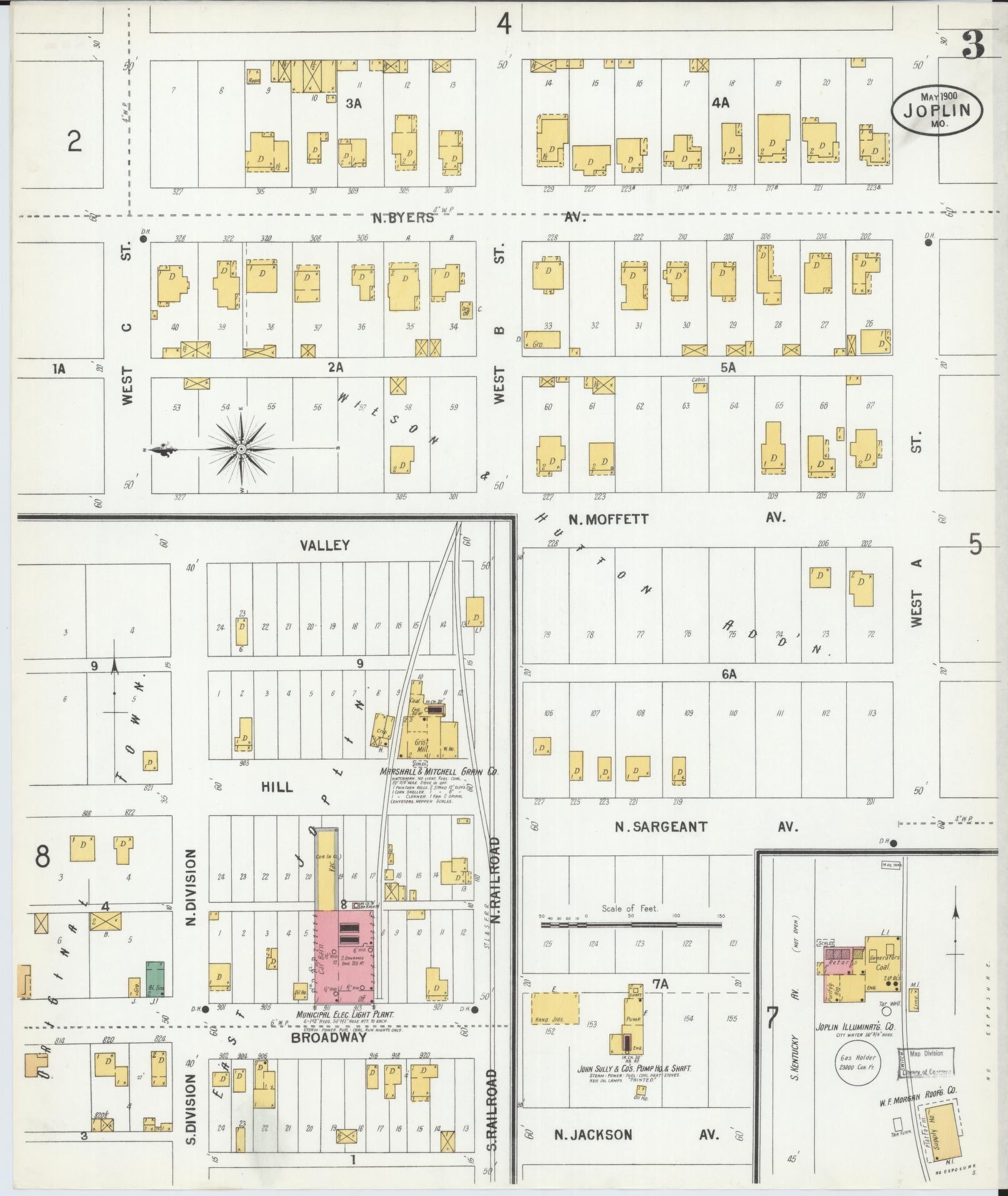 Sanborn Fire Insurance Map from Joplin, Jasper County, Missouri (1900), Sheet #0003 - Historic Sanborn Fire Insurance Map Print, vintage old map wall art, antique decor, genealogy gift, Missouri Missouri map