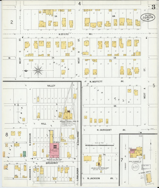 Sanborn Fire Insurance Map from Joplin, Jasper County, Missouri (1900), Sheet #0003 - Historic Sanborn Fire Insurance Map Print, vintage old map wall art, antique decor, genealogy gift, Missouri Missouri map
