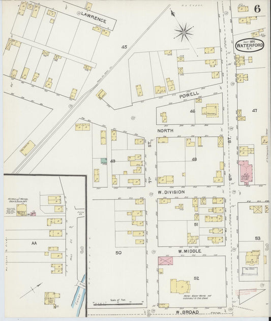 Sanborn Fire Insurance Map from Waterford, Saratoga County, New York (1892), Sheet #0006 - Historic Sanborn Fire Insurance Map Print, vintage old map wall art, antique decor, genealogy gift, New York New York map