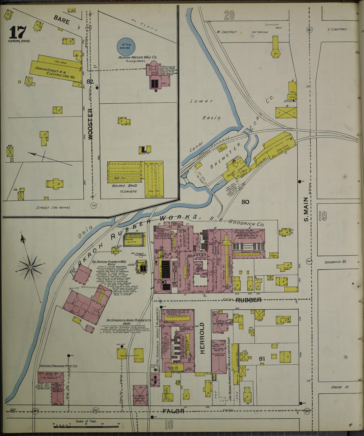 Sanborn Fire Insurance Map from Akron, Summit County, Ohio (1892), Sheet #0017 - Complete Map Set gallery image, historic Sanborn map, vintage wall art, Ohio Ohio