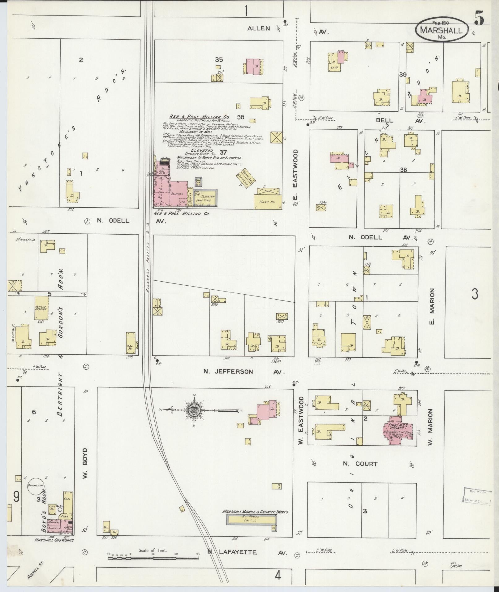 Sanborn Fire Insurance Map from Marshall, Saline County, Missouri (1910), Sheet #0005 - Complete Map Set gallery image, historic Sanborn map, vintage wall art, Missouri Missouri