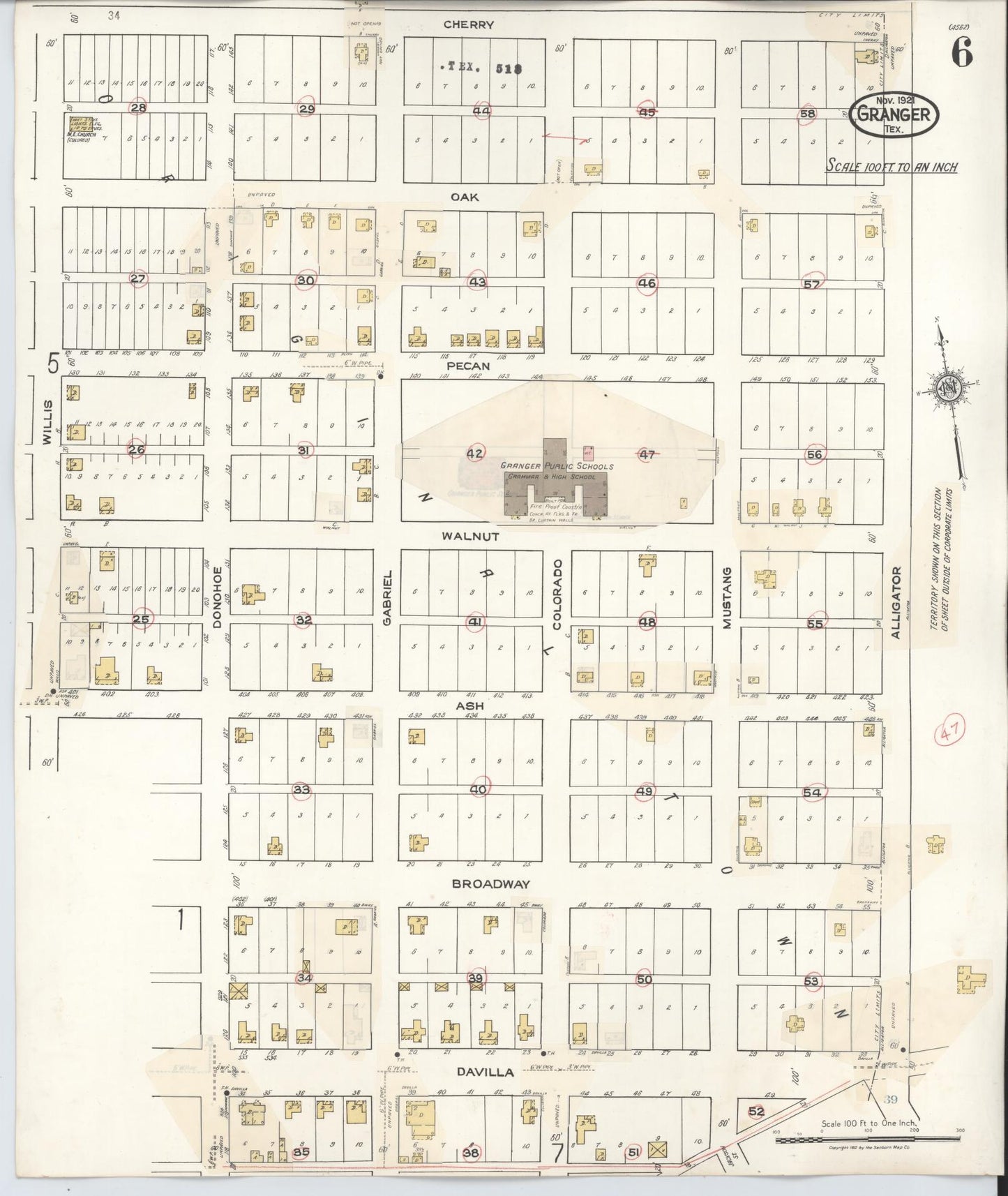 Sanborn Fire Insurance Map from Granger, Williamson County, Texas (1940), Sheet #0006 - Complete Map Set gallery image, historic Sanborn map, vintage wall art, Texas Texas