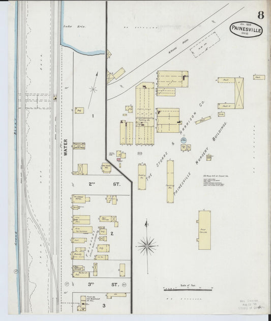Sanborn Fire Insurance Map from Painesville, Lake County, Ohio (1889), Sheet #0008 - Historic Sanborn Fire Insurance Map Print, vintage old map wall art, antique decor, genealogy gift, Ohio Ohio map