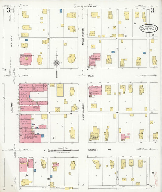Sanborn Fire Insurance Map from Carthage, Hancock County, Illinois (1926), Sheet #0003 - Historic Sanborn Fire Insurance Map Print, vintage old map wall art, antique decor, genealogy gift, Illinois Illinois map