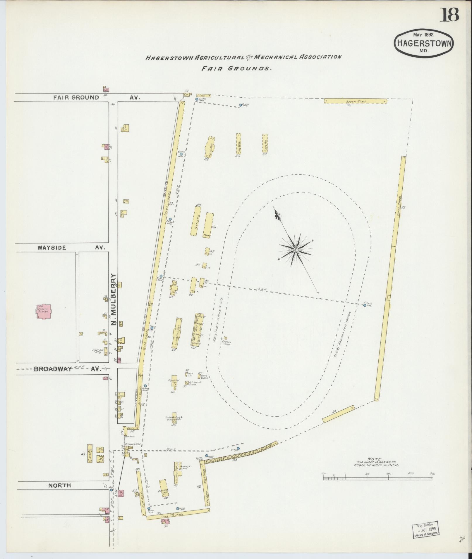 Sanborn Fire Insurance Map from Hagerstown, Washington County, Maryland (1892), Sheet #0018 - Historic Sanborn Fire Insurance Map Print, vintage old map wall art